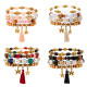 Wooden Bead Tassel Bracelet Set Bohemian Colorful Beaded Star Butterfly Pendant Diamond Ball Bracelet