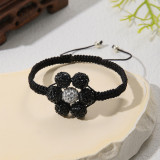 Flower woven full diamond clay ball string beads with adjustable bracelet