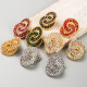 Colored diamond interlocking multi-layer circular alloy diamond inlaid geometric earrings