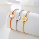 Stainless steel adjustable size inlaid shell Roman bracelet