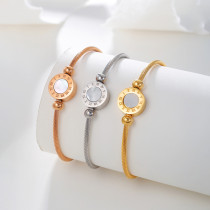 Stainless steel adjustable size inlaid shell Roman bracelet