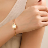 Stainless steel adjustable size inlaid shell Roman bracelet