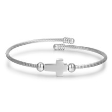 Stainless steel adjustable size cross bracelet