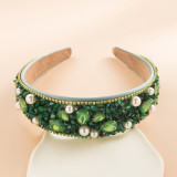 Colorful turquoise inlaid with diamond and wide edge fabric headband hair accessories