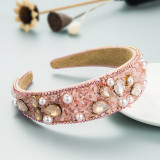 Colorful turquoise inlaid with diamond and wide edge fabric headband hair accessories