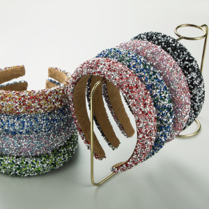 Handmade sponge inlaid diamond wide edge headband hair accessories