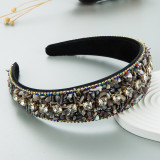 Colorful turquoise inlaid diamond wide edge headband hair accessories