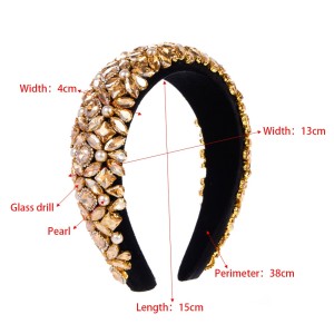 Baroque sponge full diamond pearl headband hair accessories