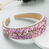 Colorful turquoise inlaid diamond wide edge headband hair accessories