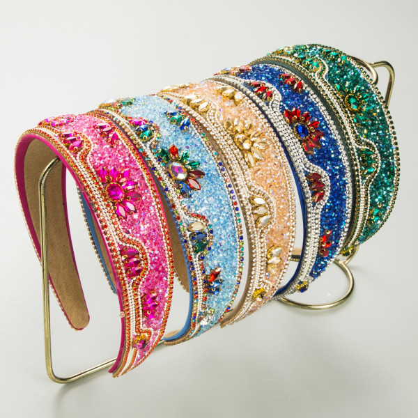Full Diamond Fashion Wide Edge Shining Color Drill Bit Hoop Hair Ornament