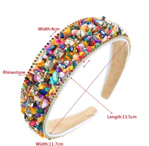 Colorful turquoise inlaid diamond wide edge headband hair accessories