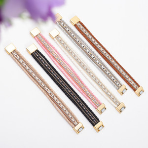 Simple and fashionable leather magnetic buckle bracelet
