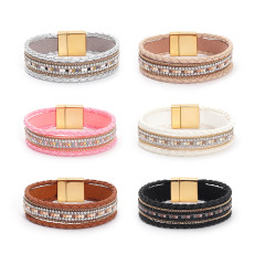 Simple and fashionable leather magnetic buckle bracelet