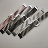 Fashionable metal square accessory multi-layer color blocking leather magnetic buckle bracelet