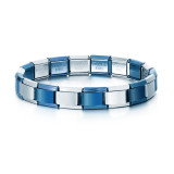 Ltalian Charm bracelet square elastic splicing stainless steel strap chain
