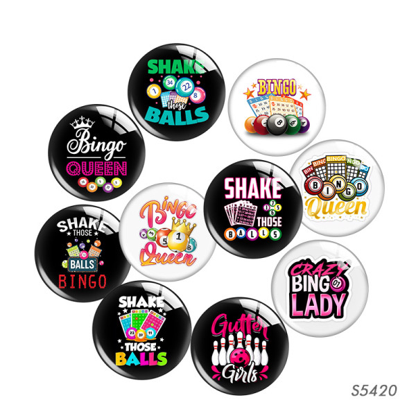 20MM bingo shake those ball Print glass snap button charms