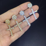 Zircon Cross Earrings Hip Hop Popular Earrings