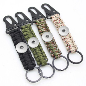 Seven core umbrella rope mountaineering buckle woven pendant keychain fit  20MM Snaps button jewelry wholesale