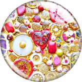 20MM Colorful patterns Print glass snap button charms