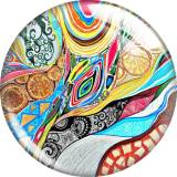 20MM Colorful patterns Print glass snap button charms