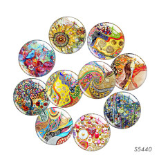 20MM Colorful patterns Print glass snap button charms