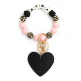 Love MAMA Bracelet Mother's Day Keychain Leopard Pattern Silicone Bead Bracelet
