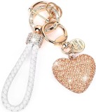 Love Keychain with Diamond Leather Rope Car Keychain Bag Pendant