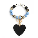Love MAMA Bracelet Mother's Day Keychain Leopard Pattern Silicone Bead Bracelet