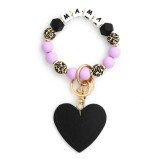 Love MAMA Bracelet Mother's Day Keychain Leopard Pattern Silicone Bead Bracelet
