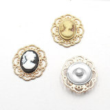 20MM Elliptical Beauty Head Alloy snap button charms