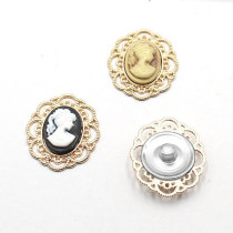 20MM Elliptical Beauty Head Alloy snap button charms