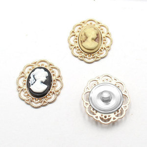 20MM Elliptical Beauty Head Alloy snap button charms