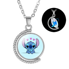 Interstellar Baby Stitch Time Gem Double sided Rotating Pendant Necklace