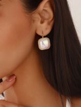 Stainless steel love square round earrings