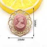 20MM Elliptical Beauty Head Alloy snap button charms