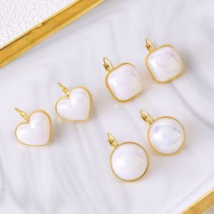 Stainless steel love square round earrings
