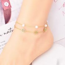 Stainless steel Love Butterfly Life Tree Pearl Feet Chain