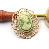 20MM Elliptical Beauty Head Alloy snap button charms