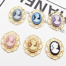 20MM Elliptical Beauty Head Alloy snap button charms