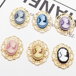 20MM Elliptical Beauty Head Alloy snap button charms