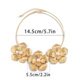 3D Pearl Metal Flower Necklace