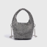 Fashionable diamond inlaid bucket bag, diamond chain bag, portable small bag