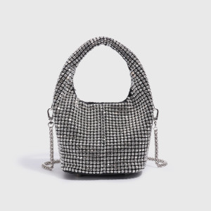 Fashionable diamond inlaid bucket bag, diamond chain bag, portable small bag
