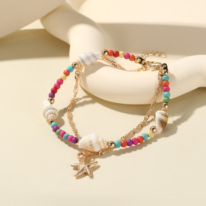 Ocean Resort Beach Beaded Shell Conch Sea Star Bracelet
