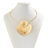 Fashion Cyberpunk Metal Lotus Leaf Large Leaf Necklace
