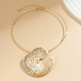 Fashion Cyberpunk Metal Lotus Leaf Large Leaf Necklace