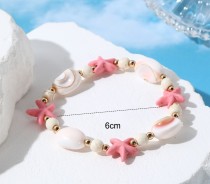 Beaded Starfish Vacation Beach Ceramic Elastic Bracelet