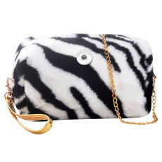 Leopard Plush Zebra Pattern Bag Handbag Crossbody Bag fit 20MM  Snaps button jewelry wholesale