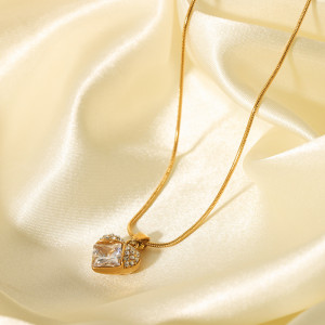 Stainless steel love water diamond pendant necklace