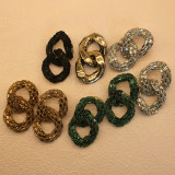 Colored Glass Full Diamond Fashion Earrings